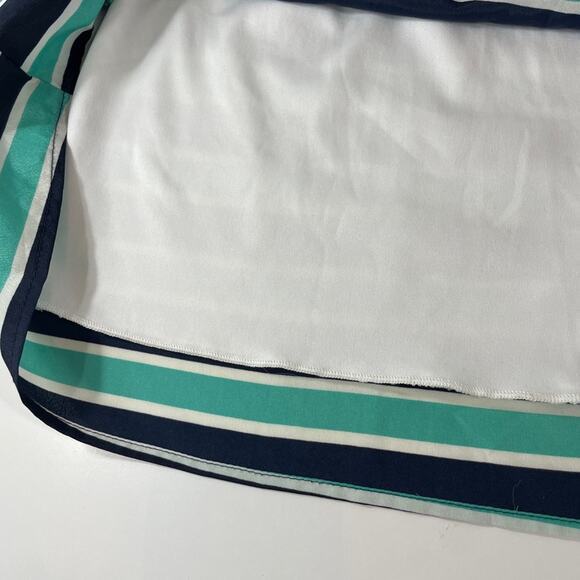 Everly Navy Aqua Stripe Skirt Lined with Pockets Size L - Picture 9 of 9